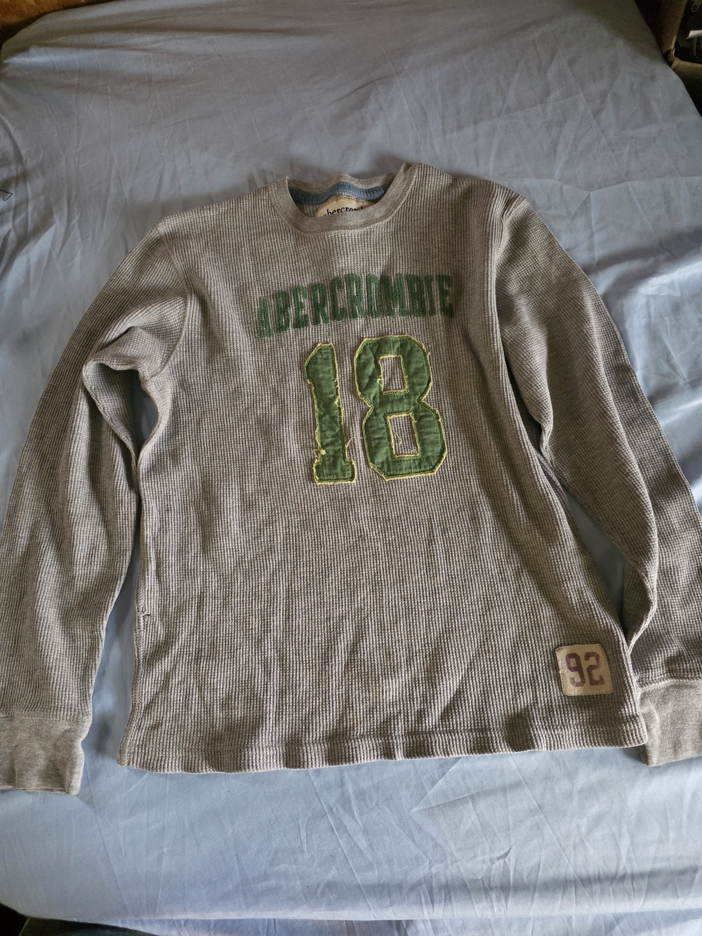 Abercrombie & Fitch Beige Crewneck with Green Logo and Applique